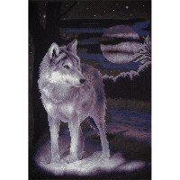 Panna counted cross stitch kit "White Wolf" 24,5x36cm, DIY