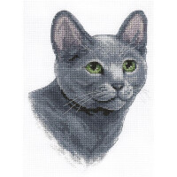 Panna counted cross stitch kit "Russian Blue Cat" 17x20cm, DIY