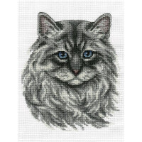 Panna counted cross stitch kit "Neva Masquerade Cat" 17x20cm, DIY