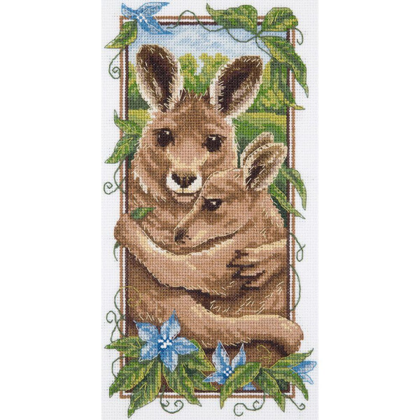 Panna kruissteek set "Rode kangoeroe" 15,5x26,5cm, telpatroon