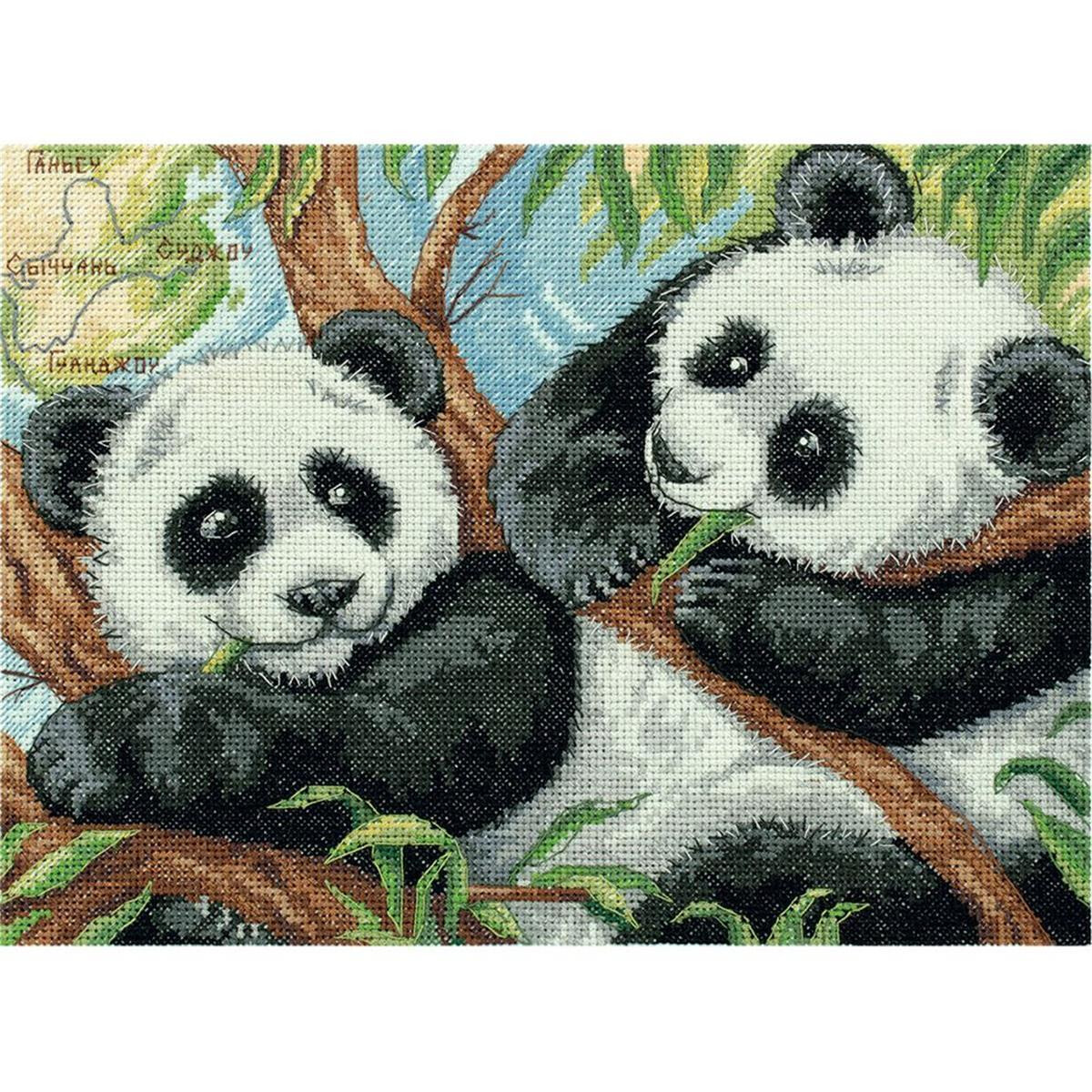 Set punto croce Panna "Panda" 24x18cm, motivo...