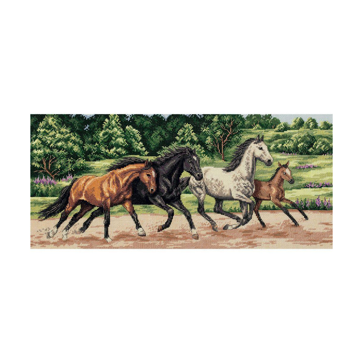 Panna kruissteek set "Wilde paarden" 44.5x20cm,...
