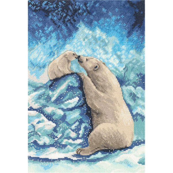 Panna counted cross stitch kit "Polar Bears" 18x27cm, DIY