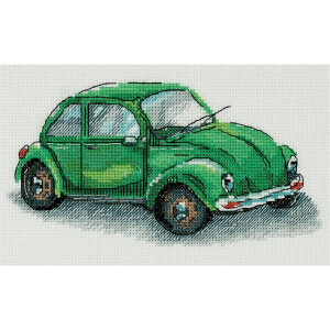 Panna kruissteek set "groene auto" 19,5x11,5cm,...