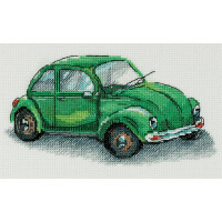 Panna kruissteek set "groene auto" 19,5x11,5cm, telpatroon