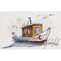 Panna counted cross stitch kit "Fishing boat" 25x18cm, DIY
