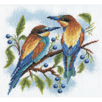 Panna kruissteek set "Kleurrijke vogels" 20x20cm, telpatroon