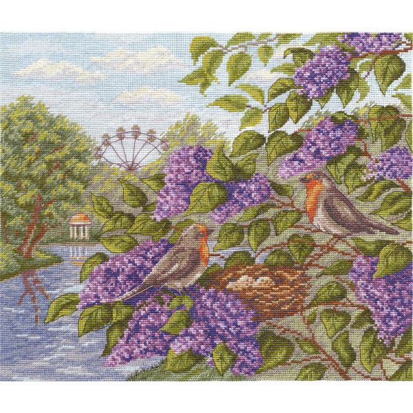Panna counted cross stitch kit "Lilac in the Old Park" 31x26cm, DIY