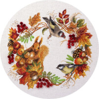 Panna counted cross stitch kit "Autumn Wreath" 26.5x24.5cm, DIY