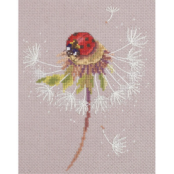 Panna counted cross stitch kit "Split Seconds of Summer. Ladybird" 16.5x20.5cm, DIY