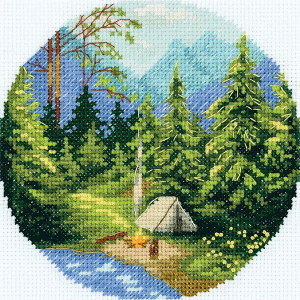 Panna counted cross stitch kit "Morning in the Forest" 12x12cm, DIY
