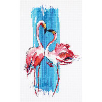 Panna counted cross stitch kit "Pink Flamingos" 17x25cm, DIY
