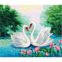 Panna counted cross stitch kit "Swan Couple" 26x22cm, DIY