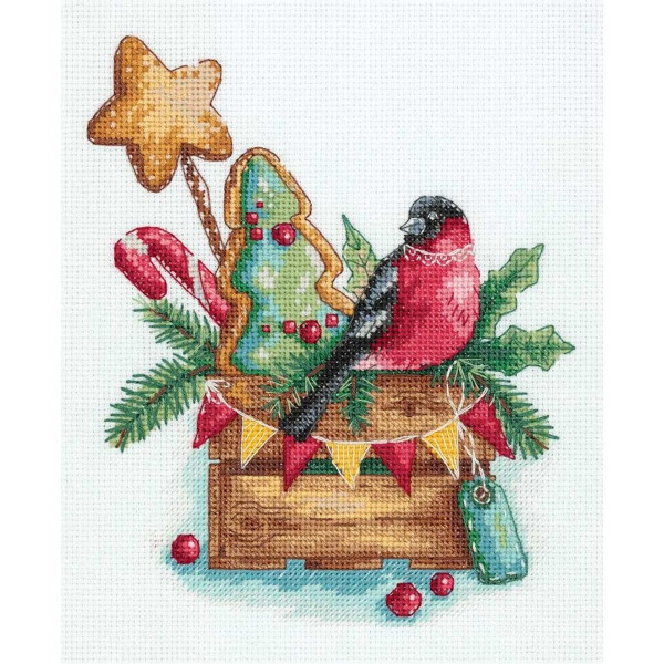 Panna counted cross stitch kit "Bullfinch with Sweets" 17.5x20cm, DIY