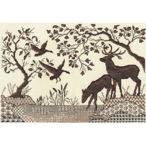 Panna counted blackwork stitch kit "Deer by the...