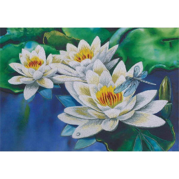 Panna platte steek set "Delicate Lotuses" 19,5x14cm, borduurmotief getekend