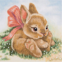 Panna Plattstichset "Kaninchen" 9x9cm, Stickbild vorgezeichnet