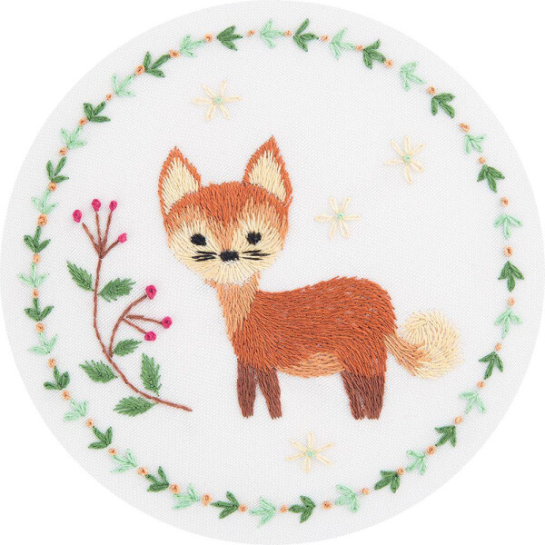 Panna stamped satin stitch kit "Red Fox" 10x10cm, DIY