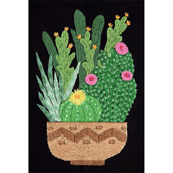 Juego de punto plano Panna "Cacti in a cache-potter" 12.5x17cm, diseño de bordado dibujado