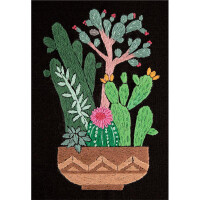 Panna platte steek set "Cactussen in een pot" 12.5x17cm, borduurmotief getekend