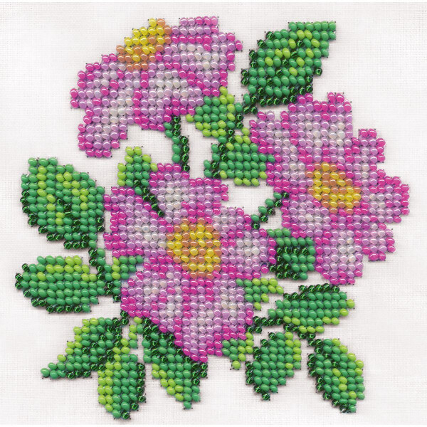 Klart beads stitching kit "Fragrant wild rose" 12x12cm, DIY