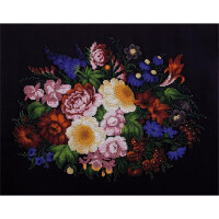 Pacchetto ricamo Panna pacchetto perline "Zhostovo fiori" 43x34cm, immagine ricamata disegnata
