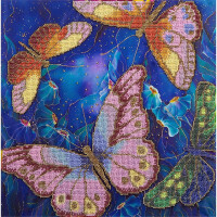 Panna borduurpakket kralenwerk "Vlinders in de nacht" 31x31cm, borduurfoto getekend