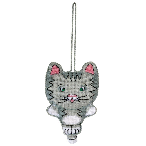 Panna counted cross stitch kit pendant "Toy. Cat" 7x9,5cm, DIY