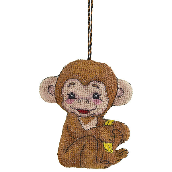 Panna counted cross stitch kit pendant "Toy. Monkey" 9,5x11,5cm, DIY