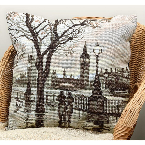 Panna cushion counted cross stitch kit "Londons Rain" 42x42cm, DIY