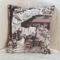 Coussin au point de croix panna "Paris Cafe" 42x39,5cm, motif de comptage