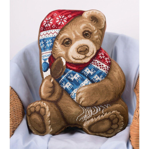 Panna cushion counted cross stitch kit "My Teddy Bear" 34x43cm, DIY