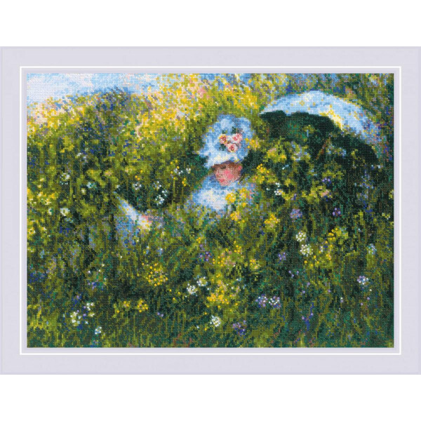 Riolis Ensemble de points de croix "Sur la prairie après la peinture de c. Monet", modèle de comptage