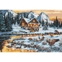 Luca-s counted cross stitch kit "Geese on the Stream", 49,5x34cm, DIY