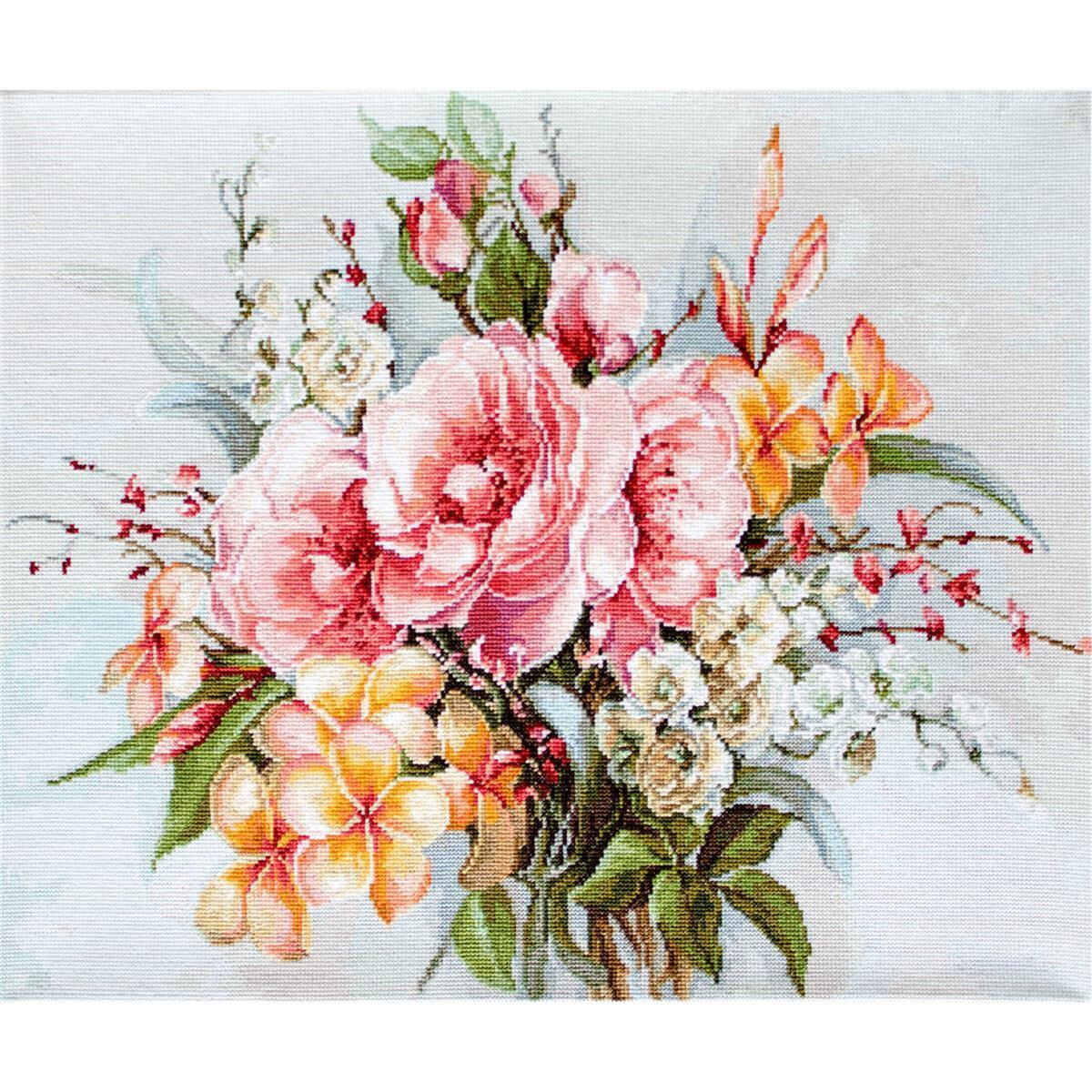 A vibrant flower painting with a large bouquet of...