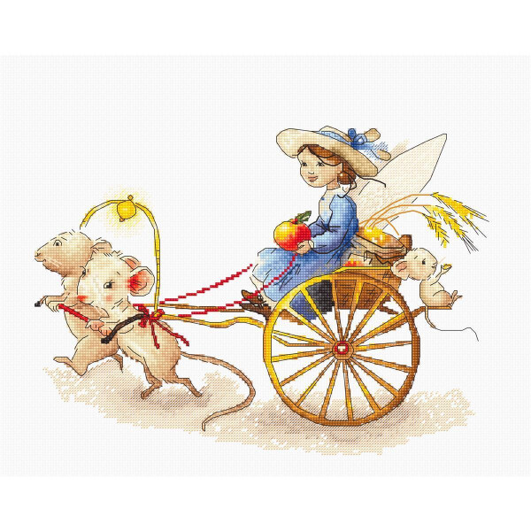 Luca-s counted cross stitch kit "Fairy with Mice", 27x20cm, DIY