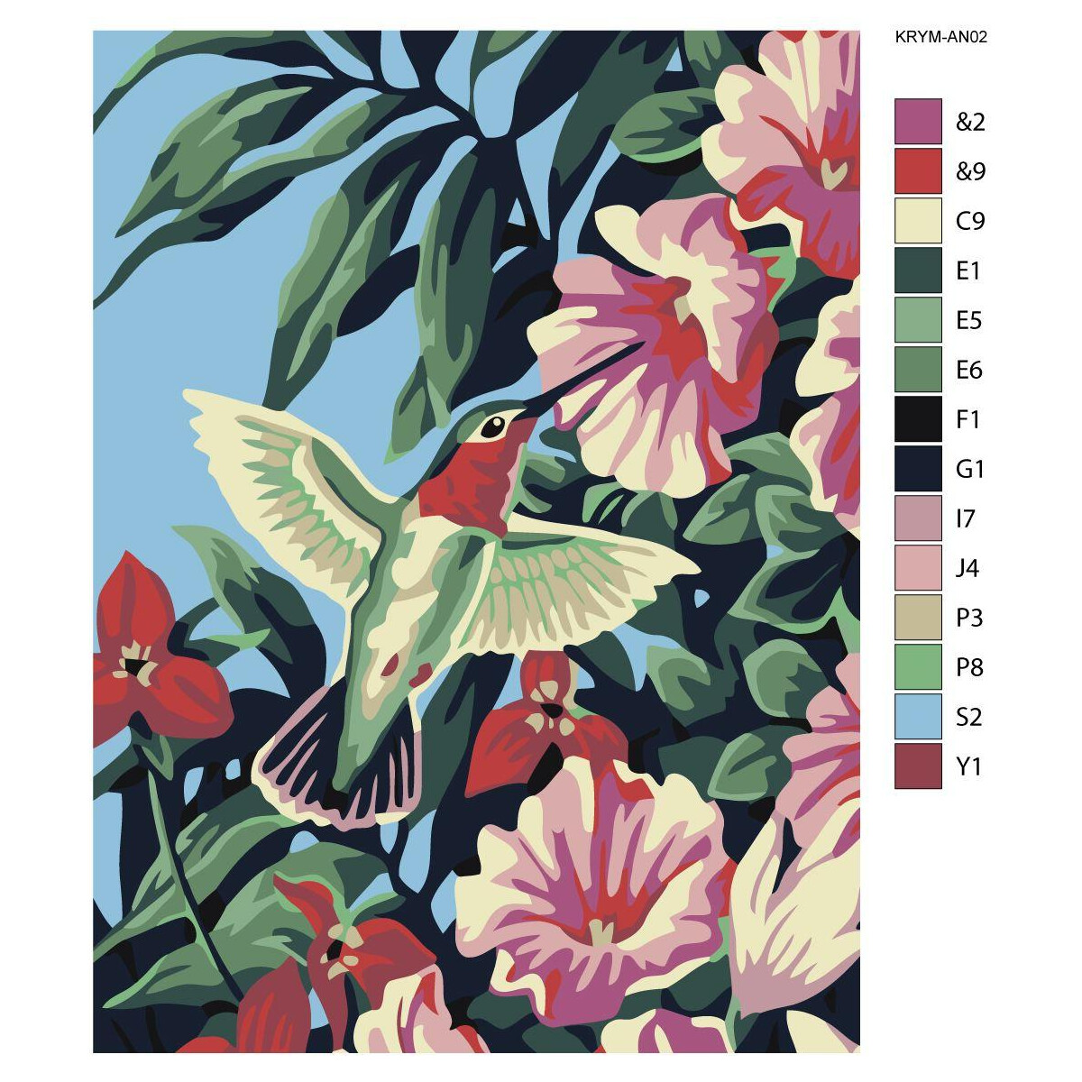 Schilderij op nummer "Kolibrie", 30x40cm,...