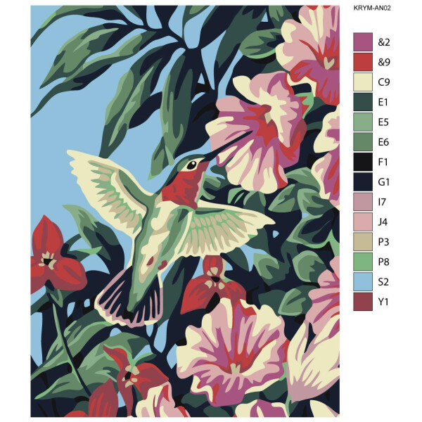 Schilderij op nummer "Kolibrie", 30x40cm, krym-an02