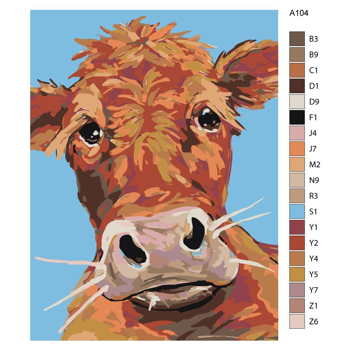 Peinture par numéros "vache", 30x40cm, a104