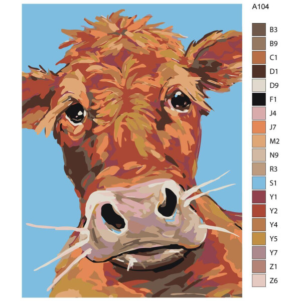 Peinture par numéros "vache", 30x40cm, a104