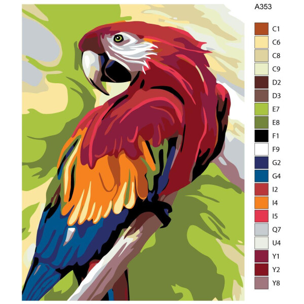 Schilderij op nummer "Kaketoe papegaai", 30x40cm, a353