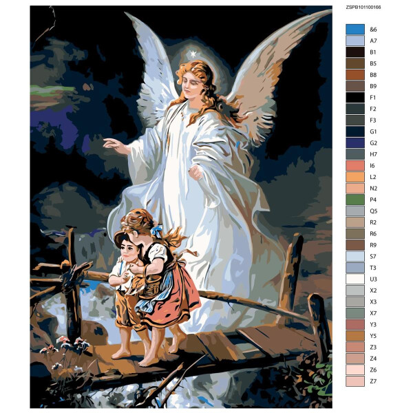 Pintura con los números "ángel de la guarda", 30x40cm, z-zspb101100166