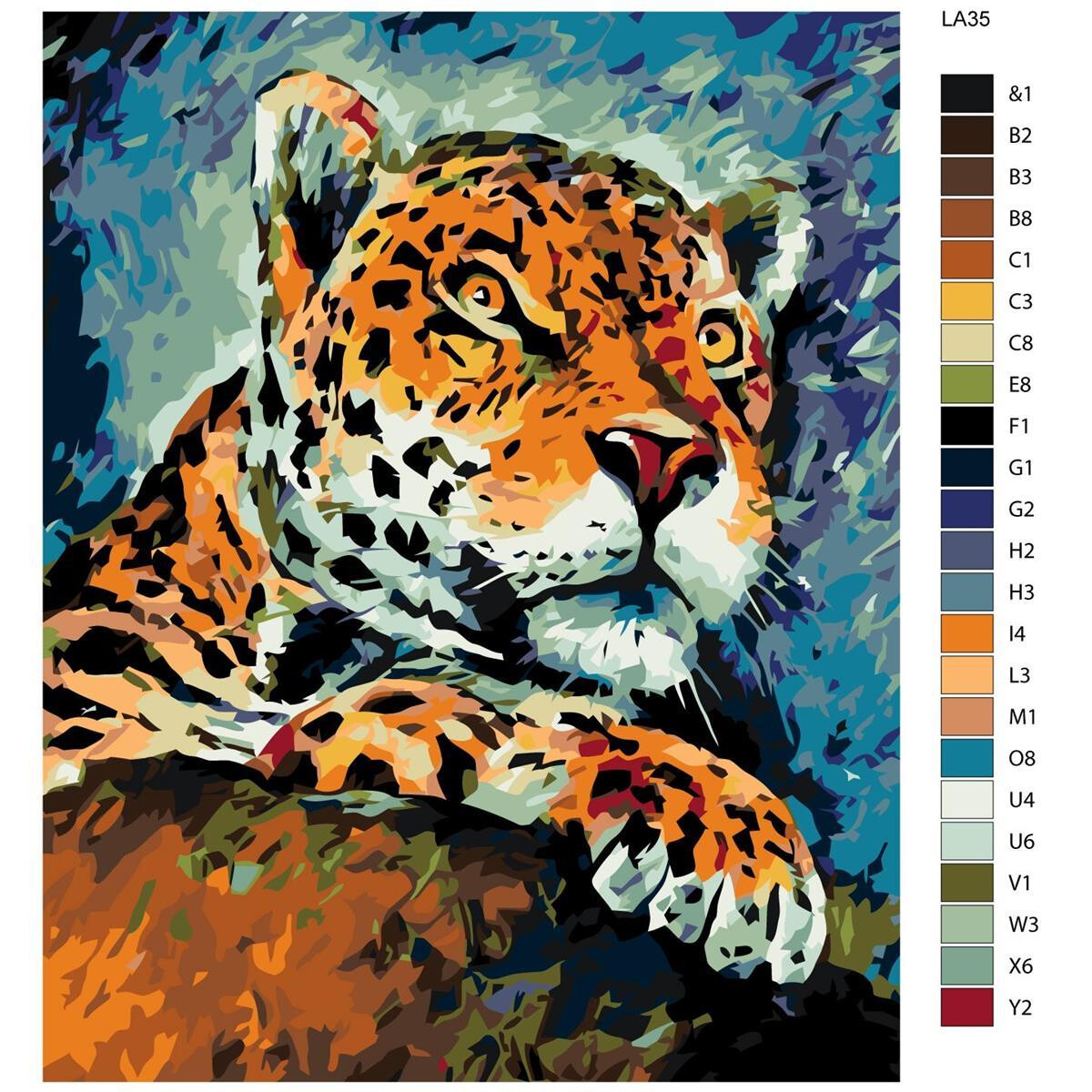 Pittura dai numeri "Leopardo attento", 40x50cm,...
