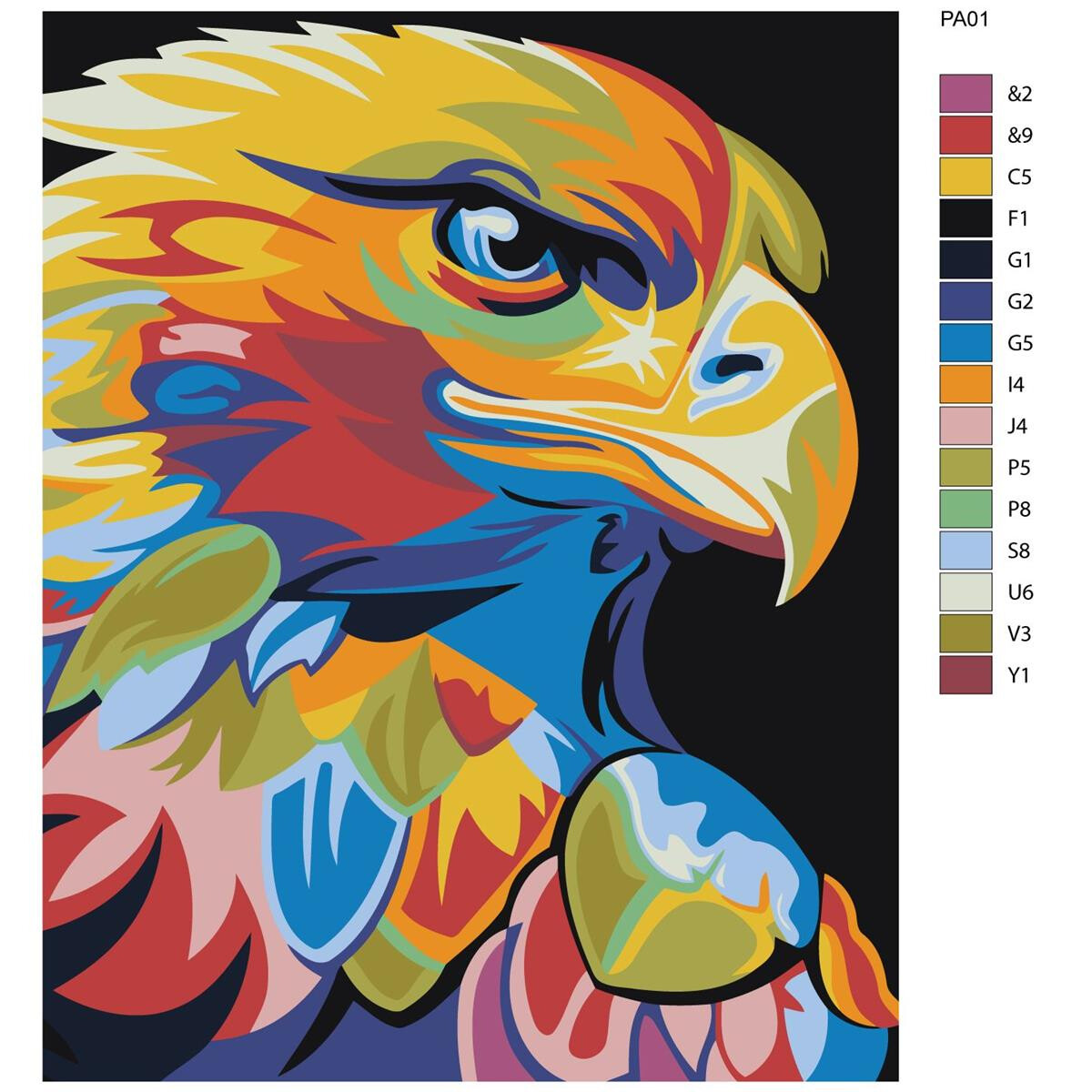 Pittura con i numeri "Aquila colorata",...