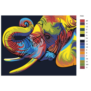 Malen nach Zahlen "Elefant bunt", 40x50cm, PA06