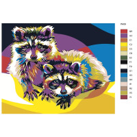 Peinture par numéros "paire de ratons laveurs", 40x50cm, pa09
