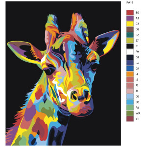 Paint by Numbers "Cheerful giraffe colorful",...