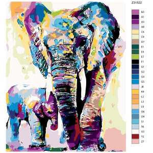 Pittura con i numeri "Elefanti", 40x50cm, z-z31522