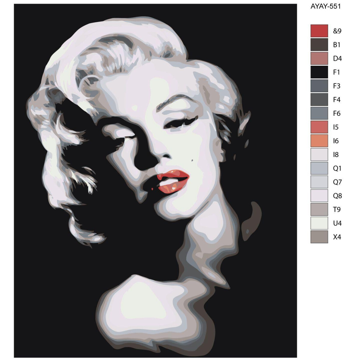 Buy AYAY-551 Paint by numbers kit Marilyn Monroe schwarz und weiß, € 26,99