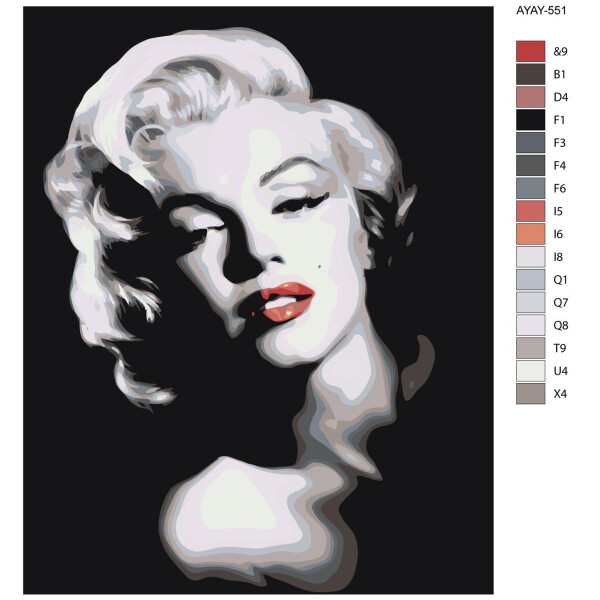 keuken heilige dichtbij Schilderen op nummer "Marilyn Monroe zwart-wit", 40x50cm, ayay-551, € 26,99